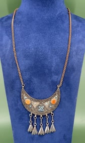 Tibetan Crescent Pendant Necklace
