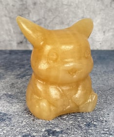 Yellow Calcite Pokemon Pikachu Carving