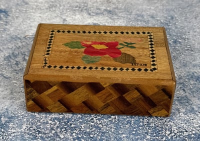Japanese Wood Inlay Puzzle Box