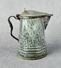 Grey Graniteware Molasses Pitcher