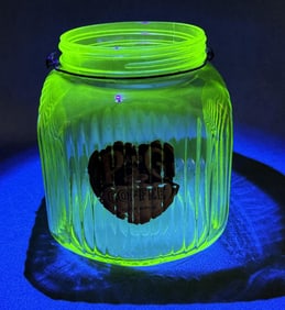 Vaseline Uranium Glass P and G Coffee Jar