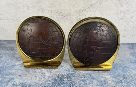 Mid Century Matina Brand Globe Bookends