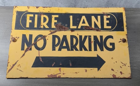 Antique Fire Lane No Parking Painted Sign