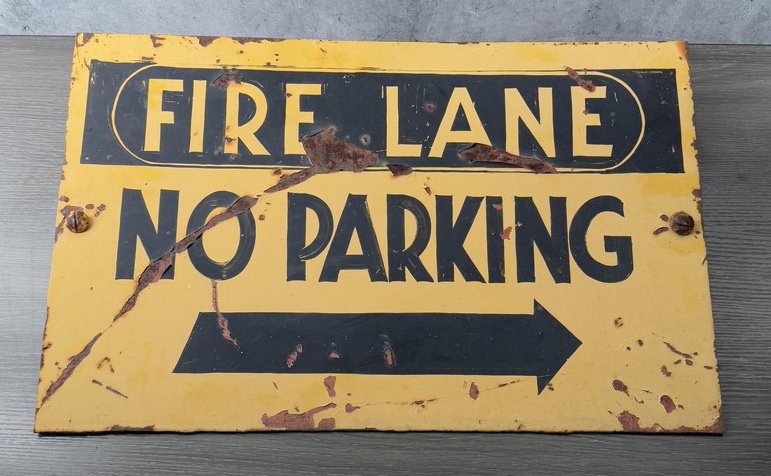 Antique Fire Lane No Parking Painted Sign (1 of 3)