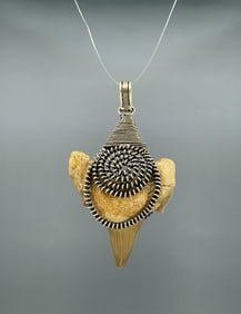 Sterling Silver Fossil Shark Tooth Pendant