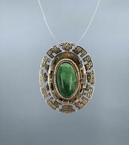 Taxco Mexico Sterling Malachite Brooch