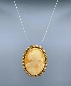 Victorian Gold Plated Shell Cameo Brooch