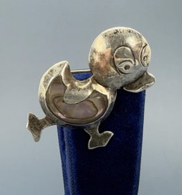 Taxco Mexico Sterling Silver Duck Brooch