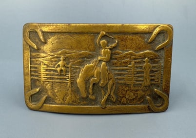 Justin Boots Montana Cowboy Brass Belt Buckle