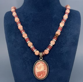 Sterling Silver Rhodochrosite Necklace