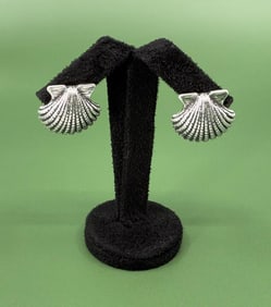Sterling Silver Scallop Seashell Earrings