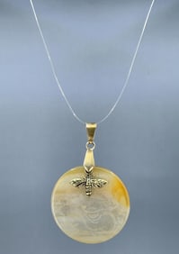 Sterling Silver Jade Bee Pendant