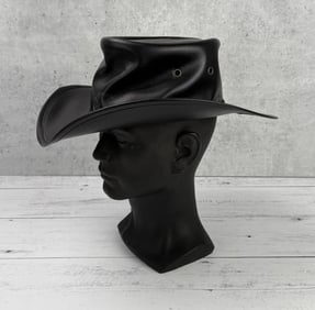 Black Leather Montana Cowboy Hat