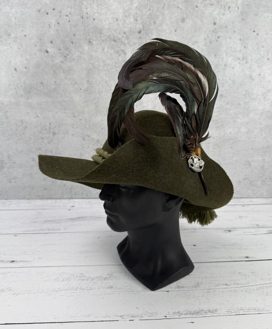 Austrian German Tyrol Feather Hat: Size 6 1/2.