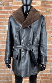 Vintage Shearling Collar Double Breasted Jacket