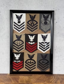 Framed Collection of US Navy Uniform Patches