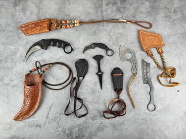 Group Of Knives With Darrel Johnson Neck Sheaths