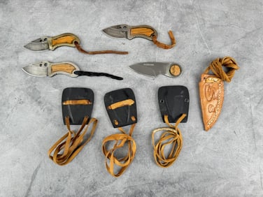 Collection Of Knives With Neck Sheaths