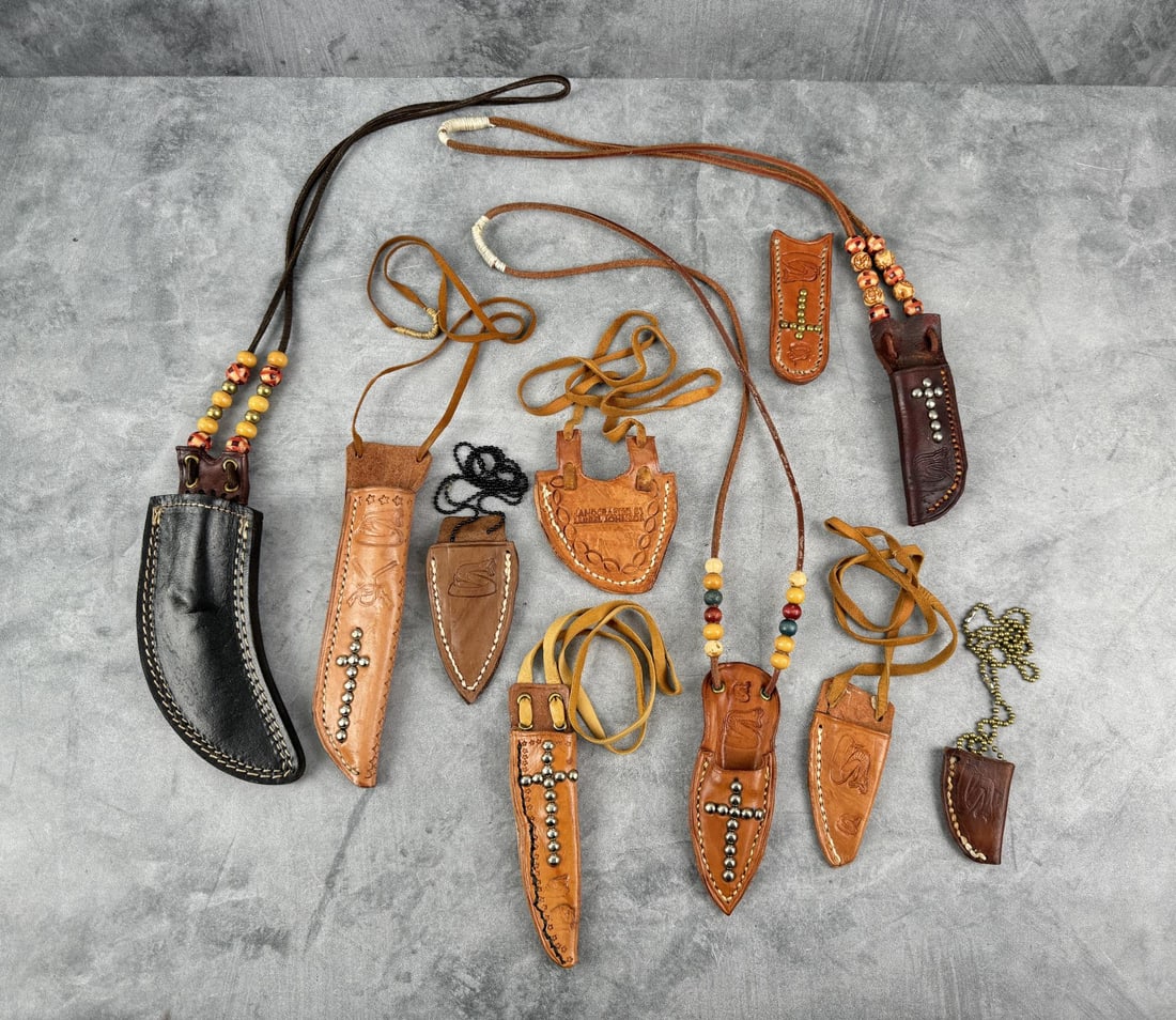 Collection Of Darrel Johnson Neck Sheaths: 10 total. He was born August 25th 1933 in Burlington Junction, Missouri to Herman and Etta (Parish) Johnson. His mother moved him from Quitman, Missouri to Council Bluff, Iowa where he was raised with