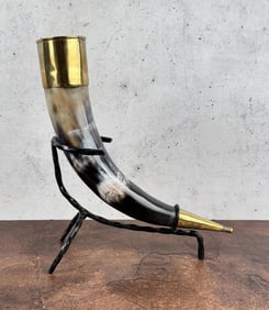 Steer Horn Viking Drinking Horn & Stand