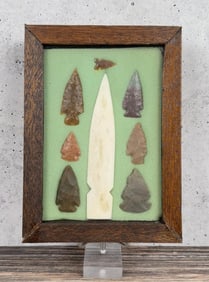 Frame of Native American Indian Arrowheads Points