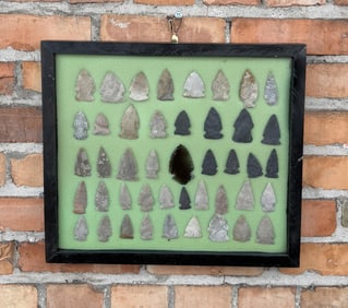 Frame of Native American Indian Arrowheads Points