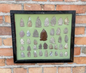 Frame of Native American Indian Arrowheads Points