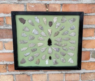 Frame of Native American Indian Arrowheads Points
