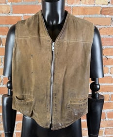 Vintage Leather Trucker Biker Vest