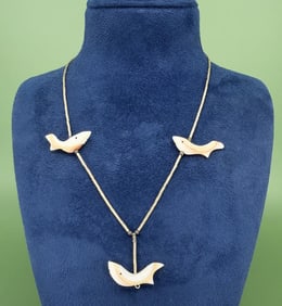 Navajo Sterling Silver Bird Fetish Necklace