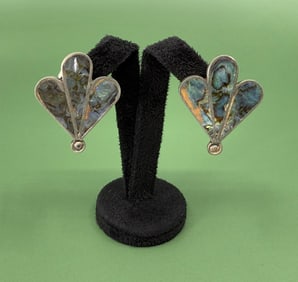Taxco Mexico Sterling Silver Abalone Earrings
