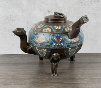 Antique Chinese Cloisonne Bronze Teapot