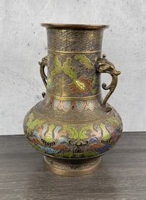 Antique Chinese Champleve Cloisonne Vase