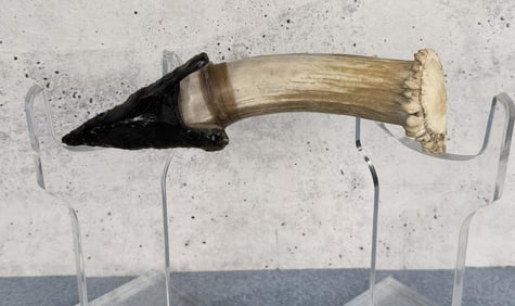 Handmade Horn Handle Obsidian Knife