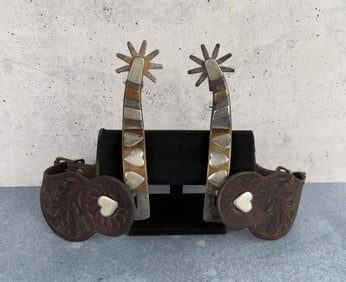 Kelly Brothers Heart Pattern Cowboy Spurs