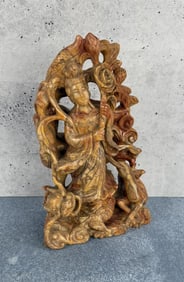 Antique Chinese Guanyin Soapstone Carving