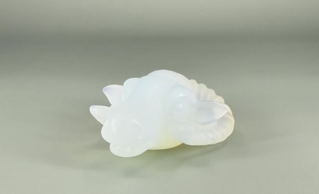 Carved Opalite Moontstone Ram Head