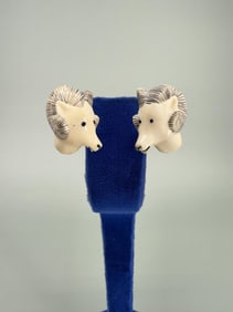 Alaskan Inuit Eskimo Carved Dall Sheep Cufflinks