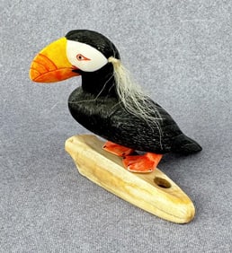 Wilson Oozeva Alaskan Inuit Eskimo Carved Puffin