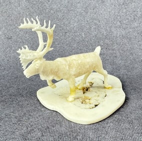 Leonard Savage Alaskan Inuit Eskimo Carved Caribou