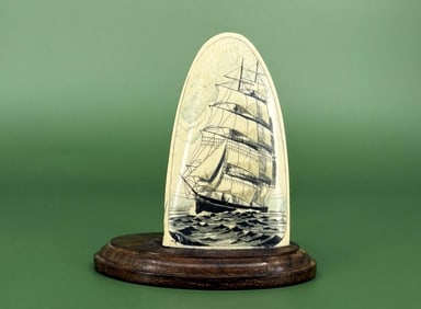 Shrimshaw Whale Tooth Pirate Ship Panel