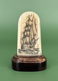 Shrimshaw Whale Tooth Pirate Ship Panel