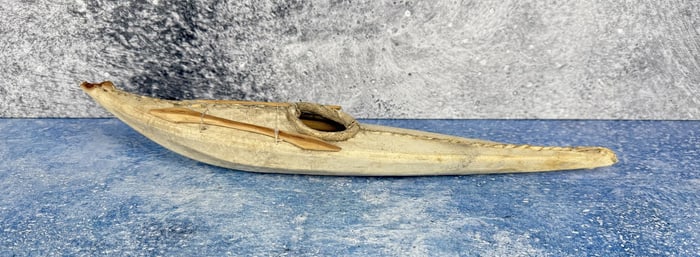 Alaskan Inuit Eskimo Miniature Skin Canoe Model