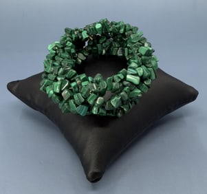 Polished Malachite Pebble Bracelet