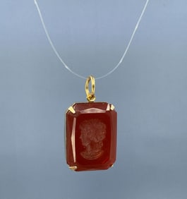 Intaglio Carved Carnelian Pendant
