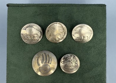 Buffalo Nickel Navajo Sterling Buttons