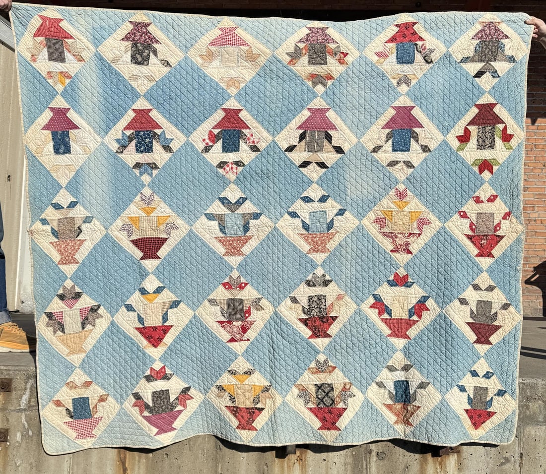 Antique Cactus Baskets Hand Sewn Quilt (1 of 4)