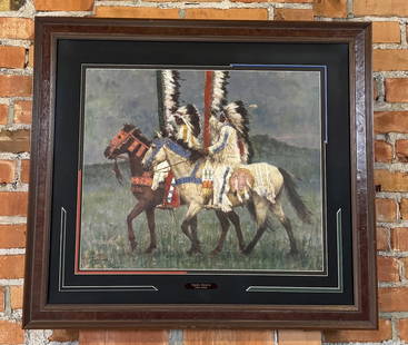 Howard Terpning Prairie Knights Signed Print: Singed and numbered print. 701/1000. 31 1/4" by 28" framed.