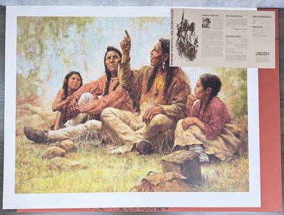 Howard Terpning The Storyteller Native Print: Signed an numbered. 1160/1500. 34 1/2" by 27 3/4".