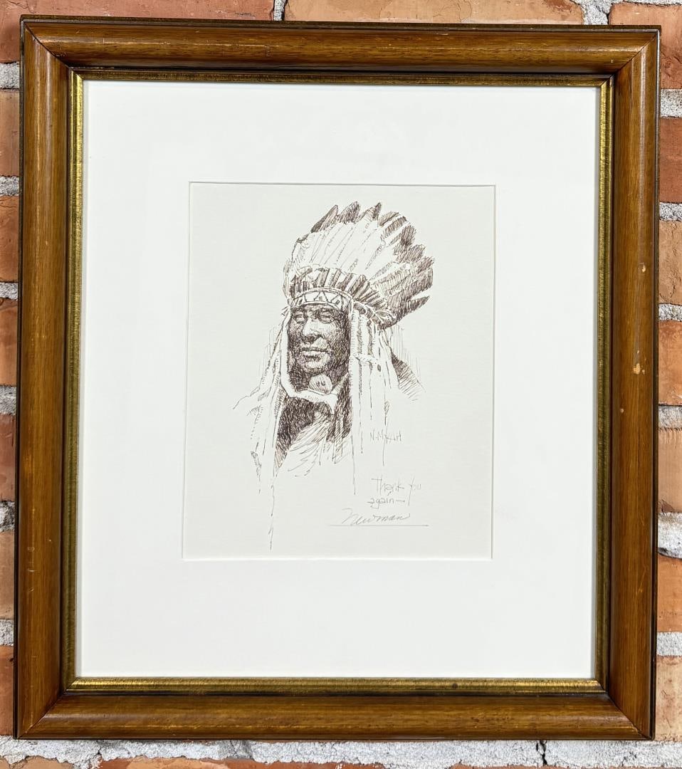 Newman Myrah Native American Indian Pen Drawing (1 of 4)